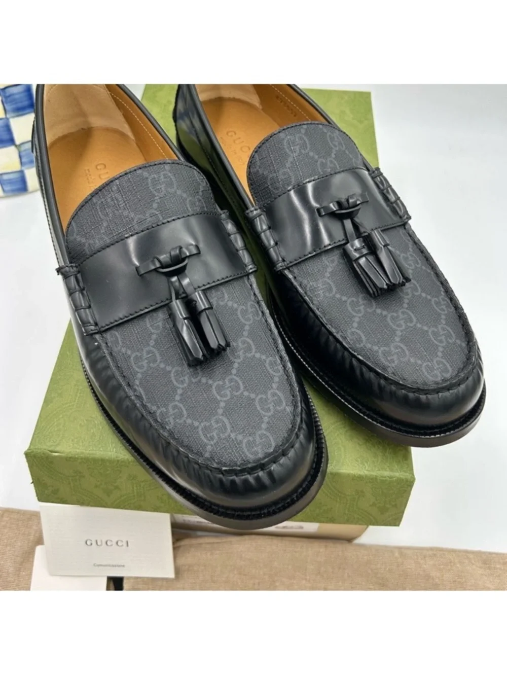Men’s Gucci GG supreme tassel loafer size 12 made in Italy